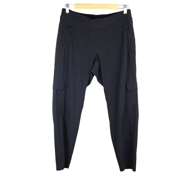 Athleta‎ Active Black Cargo Pants With Zipper Pockets & Elastic Waist - Size 8P - Picture 1 of 9